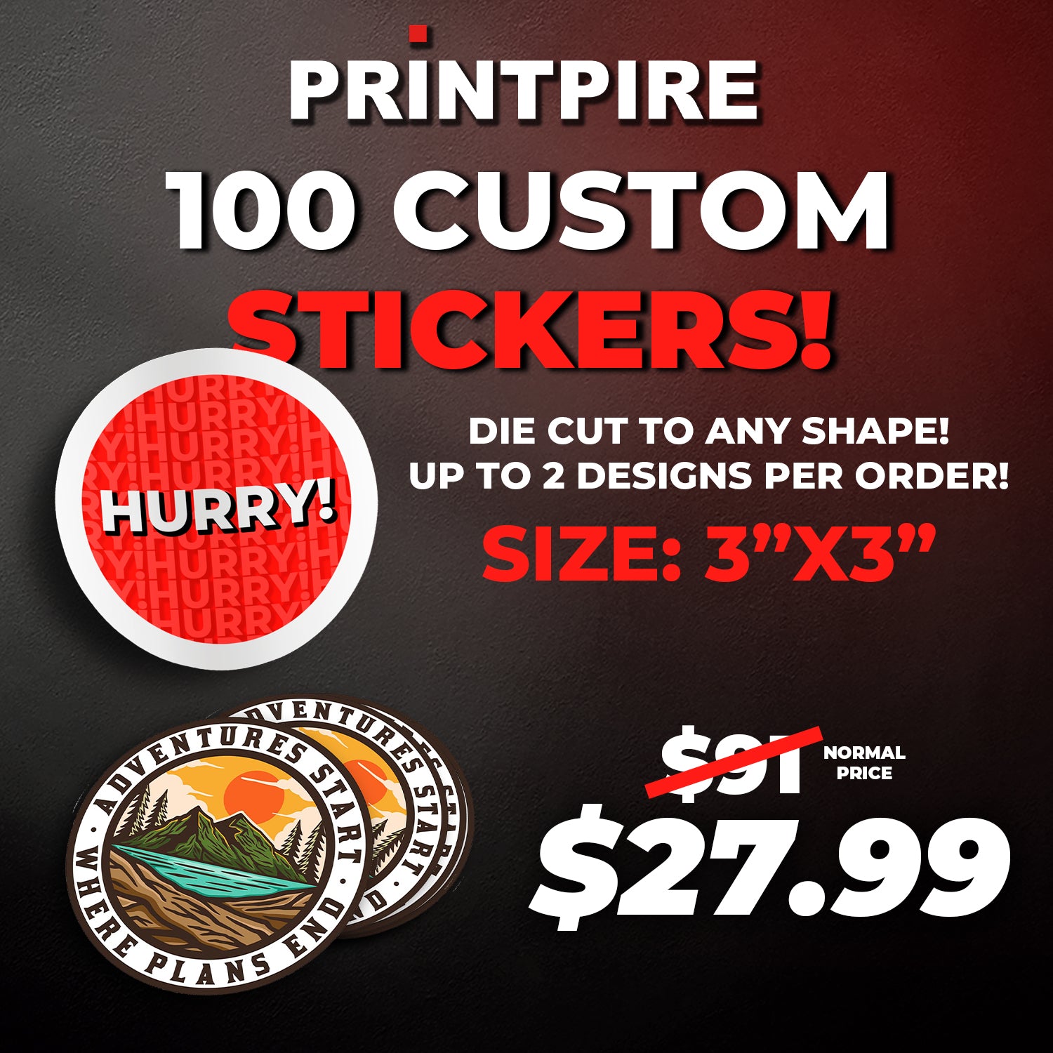 100 CUSTOM STICKERS - SIZE 3x3