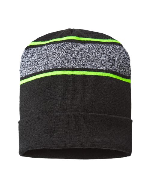 USA-Made Variegated Striped Cuffed Beanie