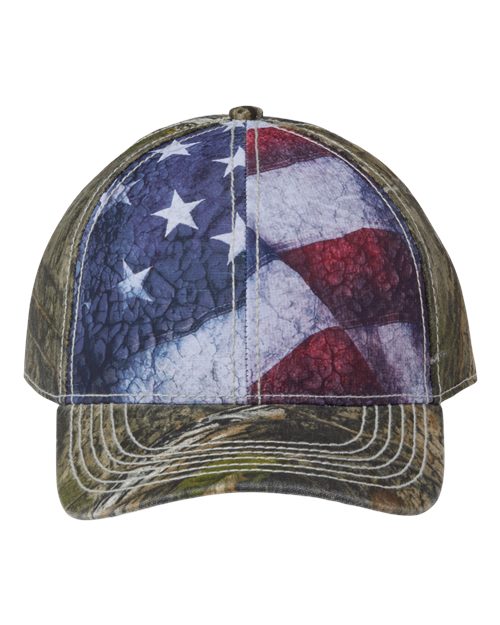 Camo with Flag Sublimated Front Panels Cap