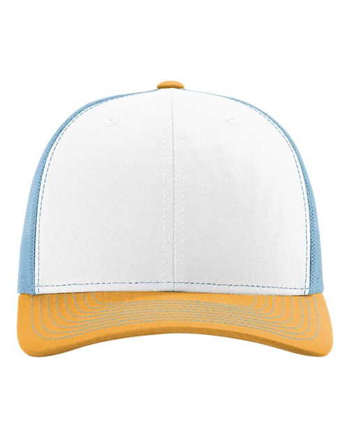 Snapback Trucker Cap - White/ Columbia Blue/ Yellow