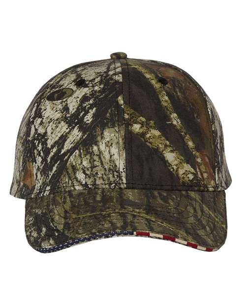 Camo with Flag Sandwich Visor Cap