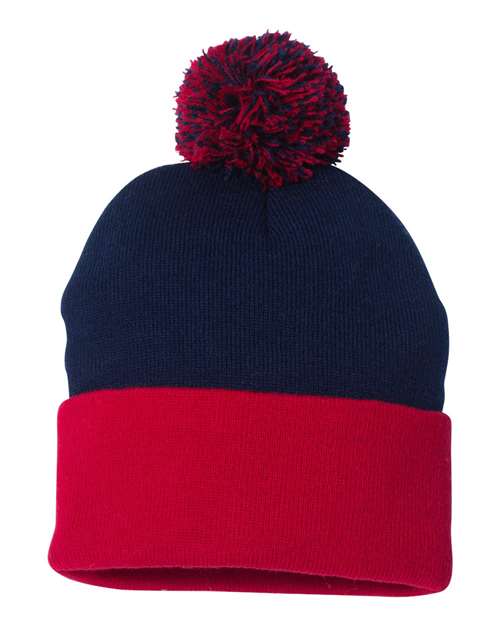 12" Pom-Pom Cuffed Beanie