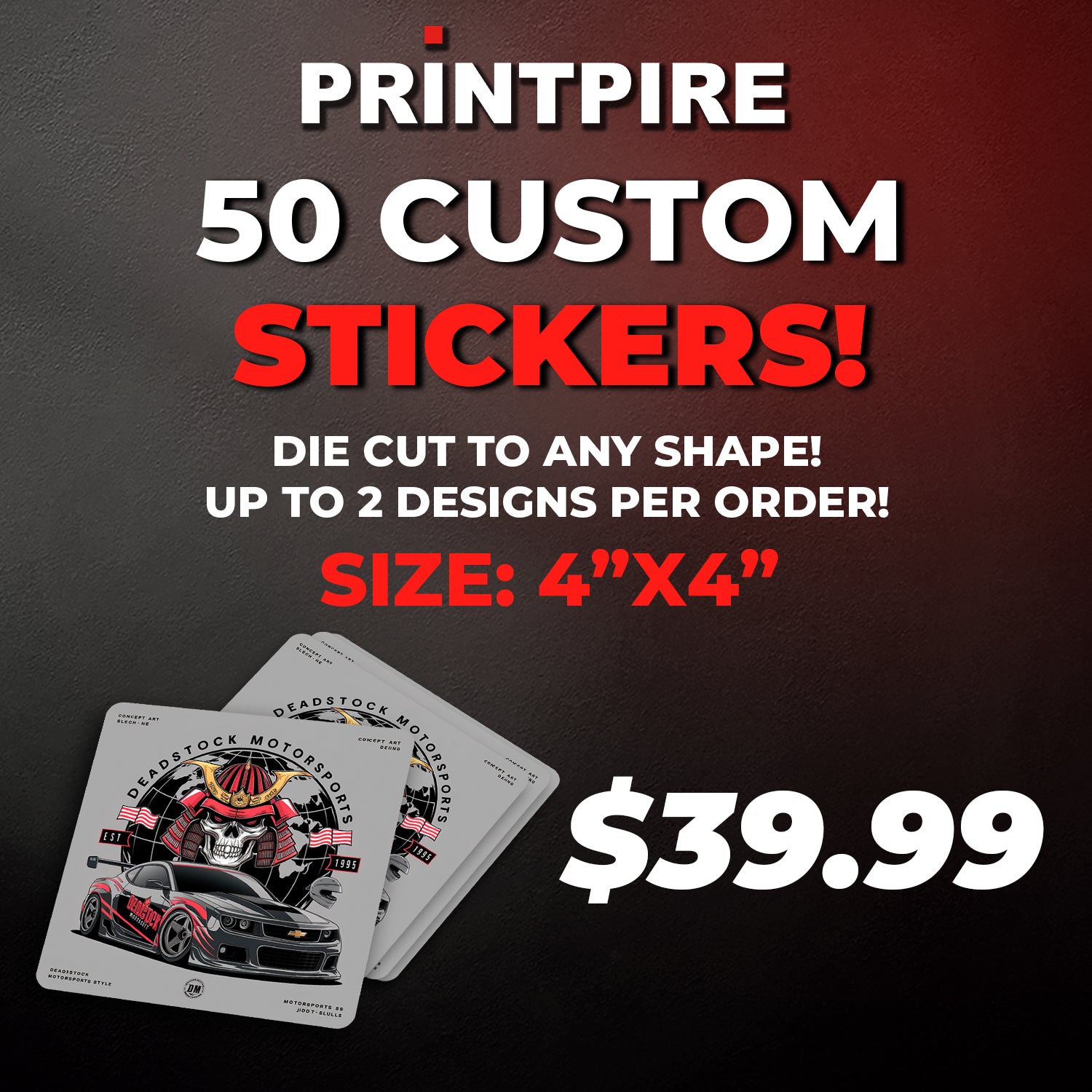 50 CUSTOM STICKERS - SIZE 4x4