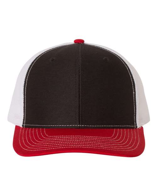 Snapback Trucker Cap - Black/ White/ Red