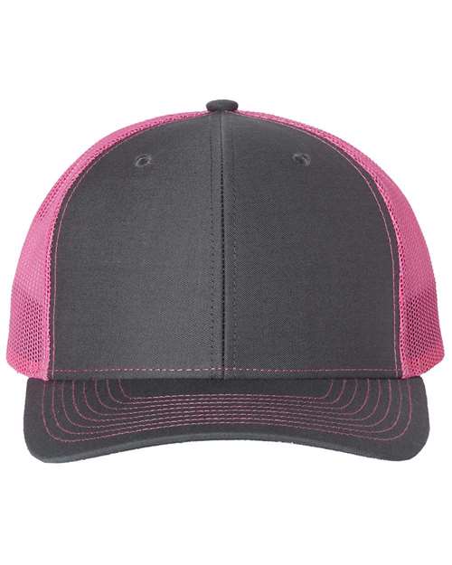 Snapback Trucker Cap - Charcoal/ Neon Pink