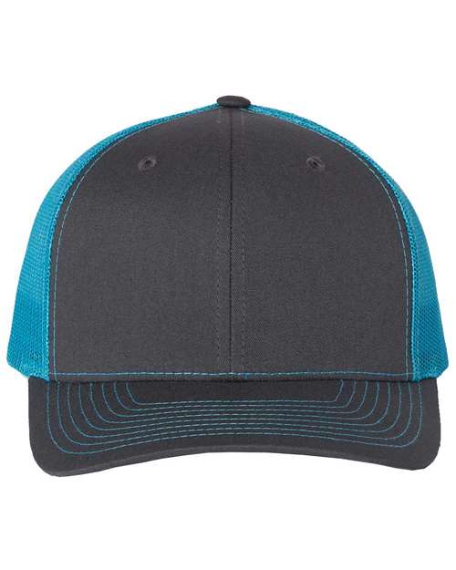 Snapback Trucker Cap - Charcoal/ Neon Blue