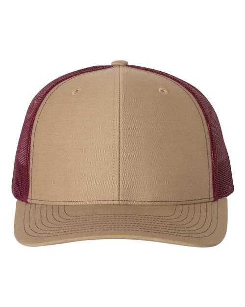 Snapback Trucker Cap - Khaki/ Burgundy