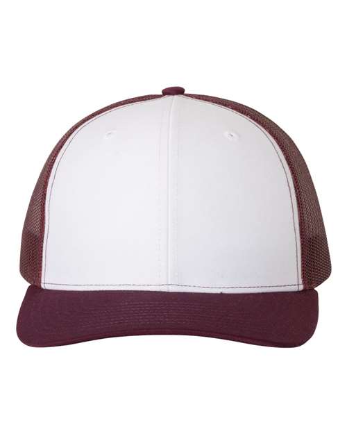 Snapback Trucker Cap - White/ Maroon