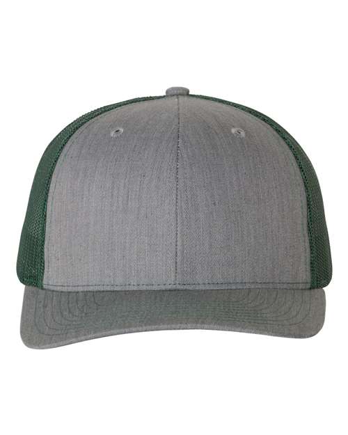 Snapback Trucker Cap - Heather Grey/ Dark Green