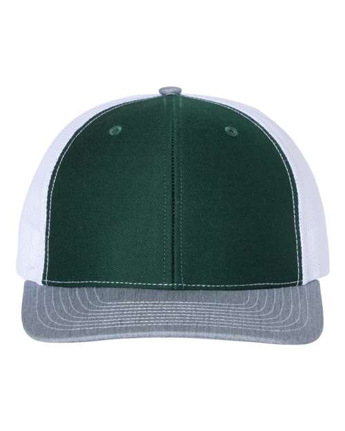 Snapback Trucker Cap - Dark Green/ White/ Heather Grey