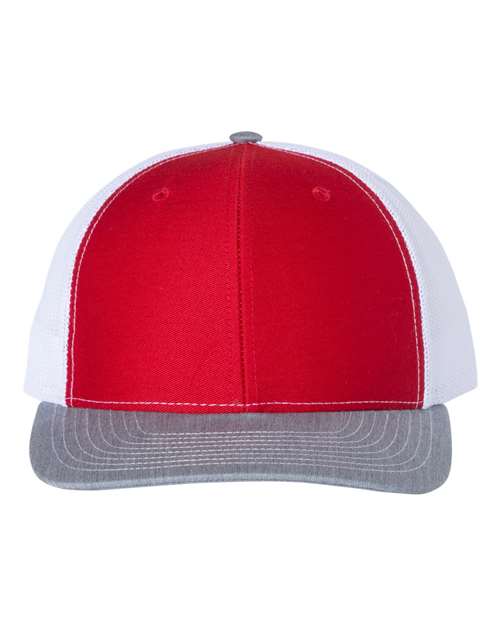 Snapback Trucker Cap - Red/ White/ Heather Grey