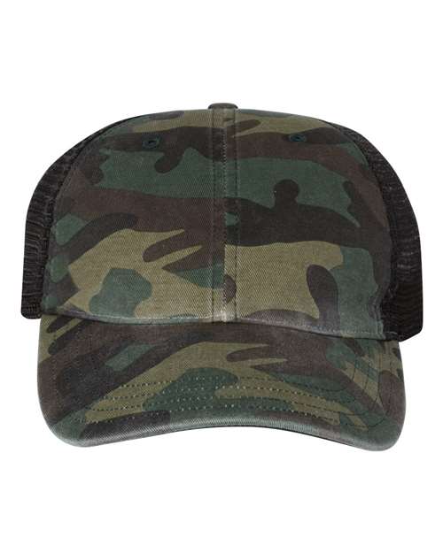 Garment Washed Printed Trucker Cap