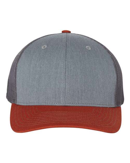 Snapback Trucker Cap - Heather Grey/ Charcoal/ Dark Orange