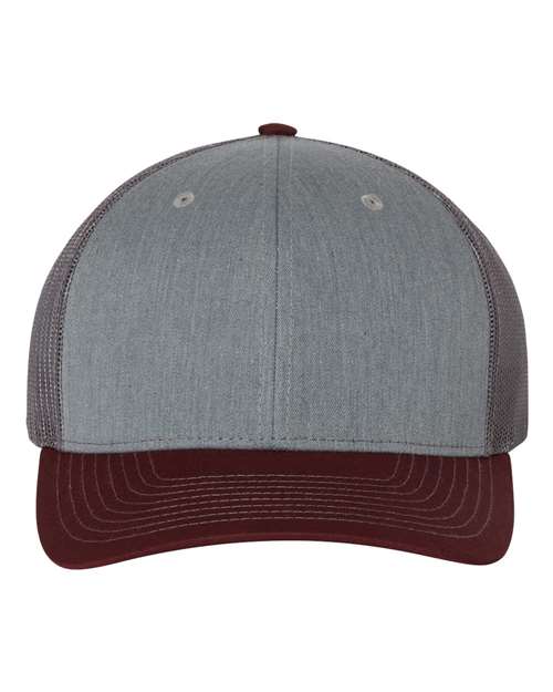 Snapback Trucker Cap - Heather Grey/ Charcoal/ Maroon