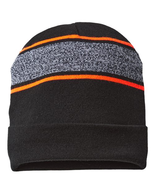 USA-Made Variegated Striped Cuffed Beanie