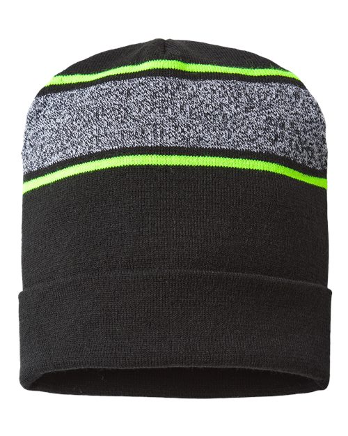 USA-Made Variegated Striped Cuffed Beanie