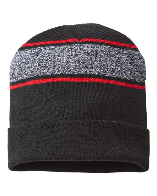 USA-Made Variegated Striped Cuffed Beanie