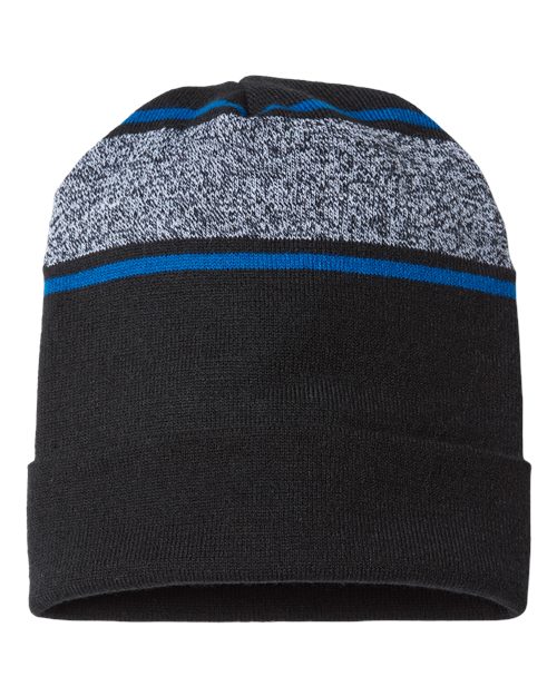 USA-Made Variegated Striped Cuffed Beanie